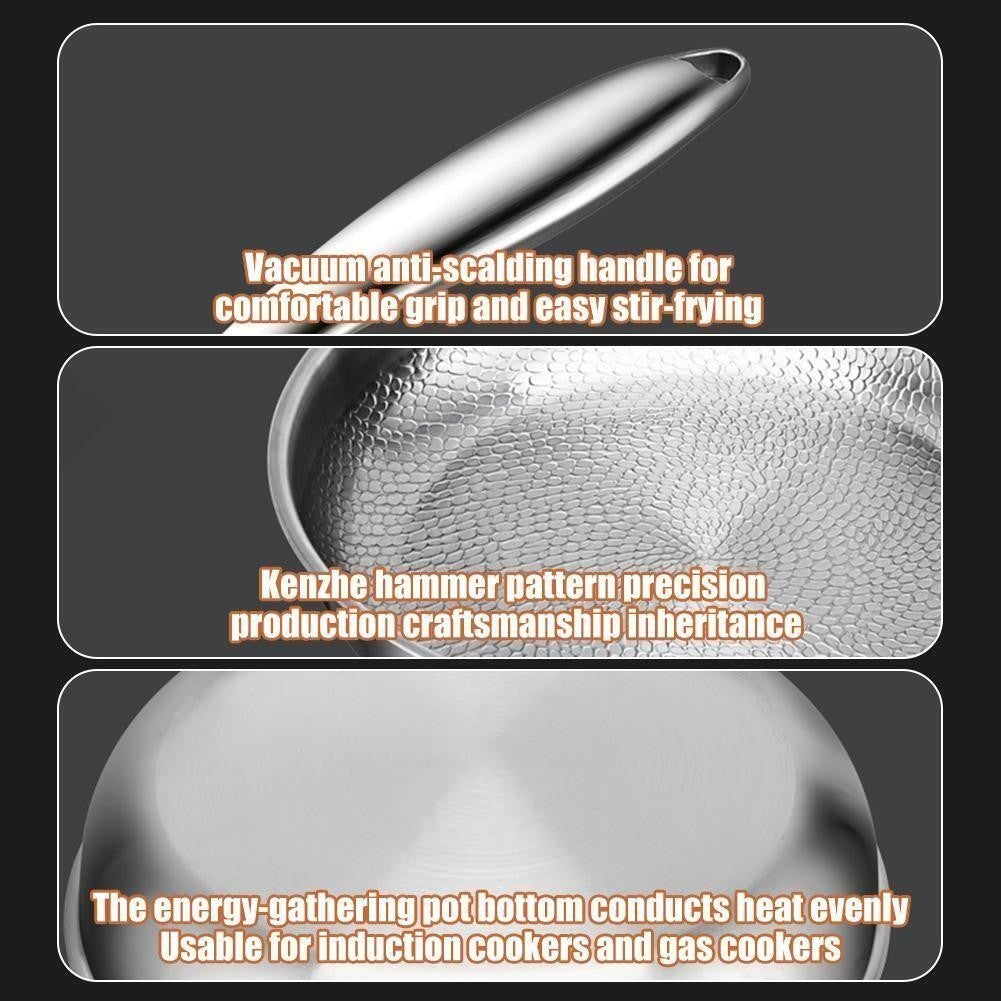 26-30cm Pure Titanium Frying Pan Non-Stick Uncoated Hammered Induction Skillet