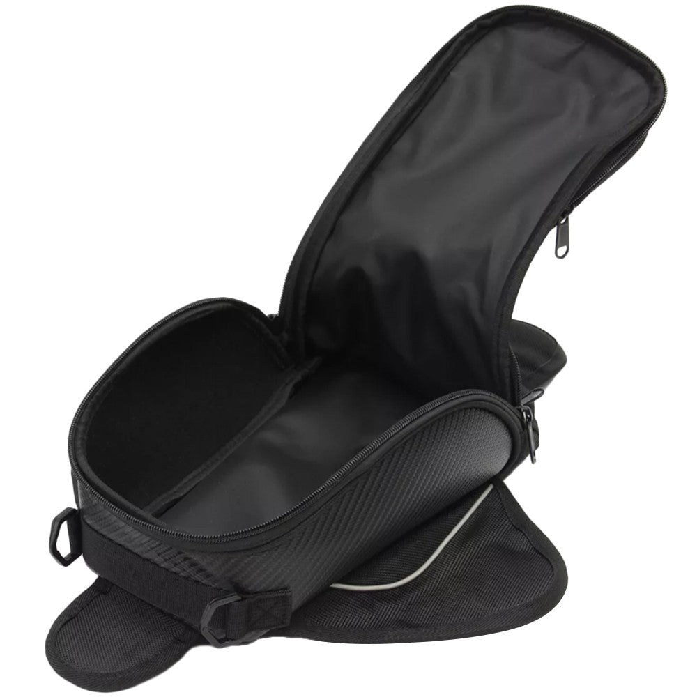 Black Motorcycle Oil Fuel Tank Bag W/ 4 Packet Magnetic Saddle Sack For Mobile