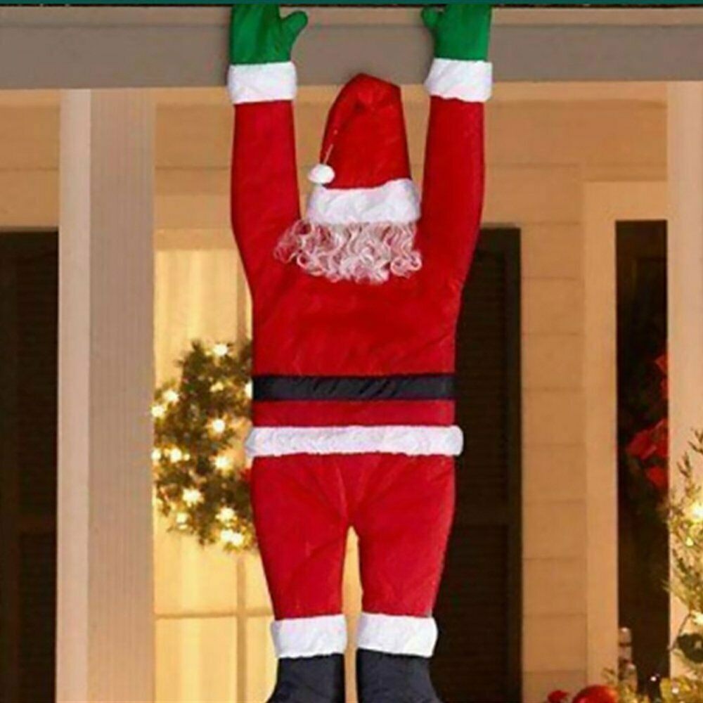 Christmas Outdoor Window Decoration 42" Climbing Hanging Santa Claus Xmas Props
