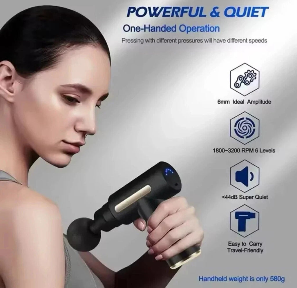 Massage Gun Deep Tissue Muscle Therapy Percussion Message Relax Back Neck 4head