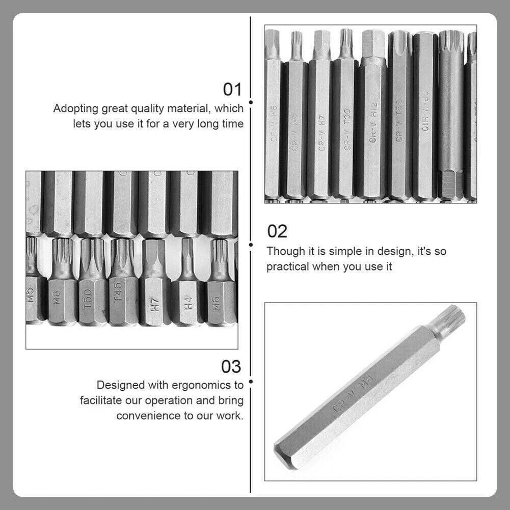 40 Allen Torx Hex Star Spline Socket Bit Set 1/2" 3/8" Drive Car Repair Tool Kit