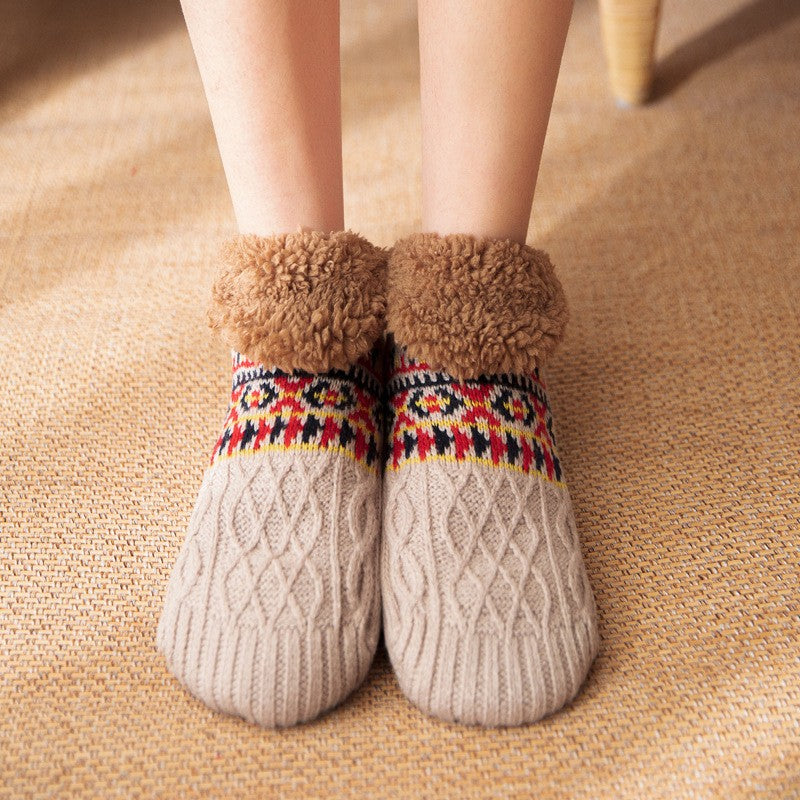 NEW Fluffy And Warm Non Slip Knitted Slipper Socks For Women And Men UK