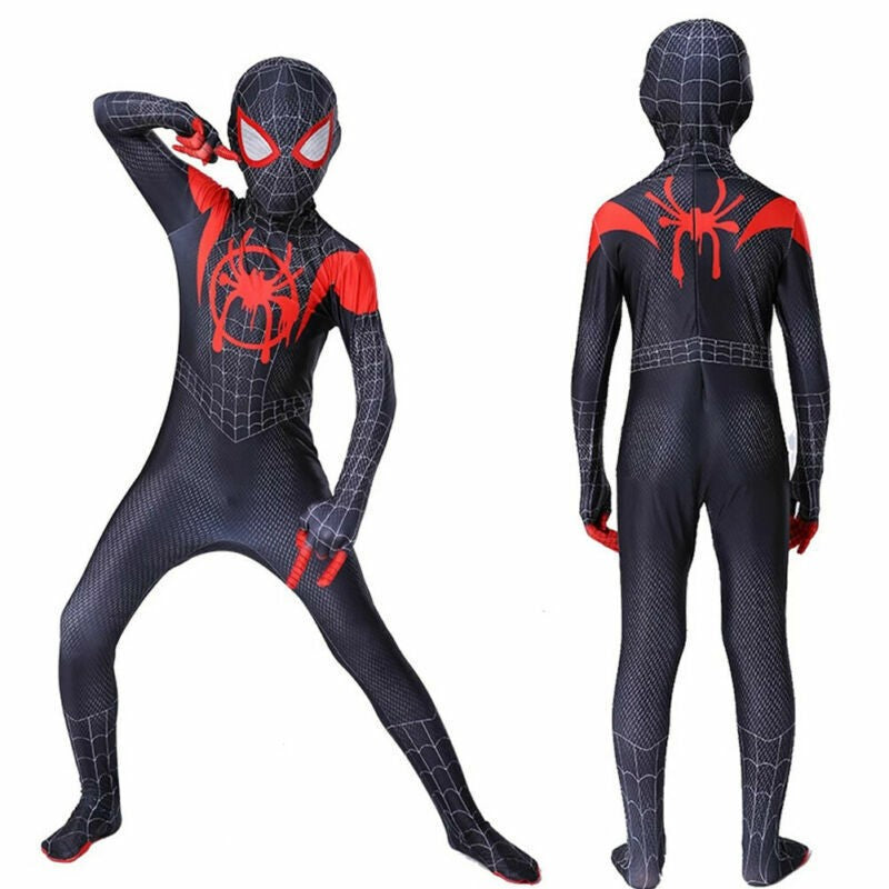 Miles Morales Spiderman Costume Men Boys Into Spider-Verse Cosplay Fancy Dress