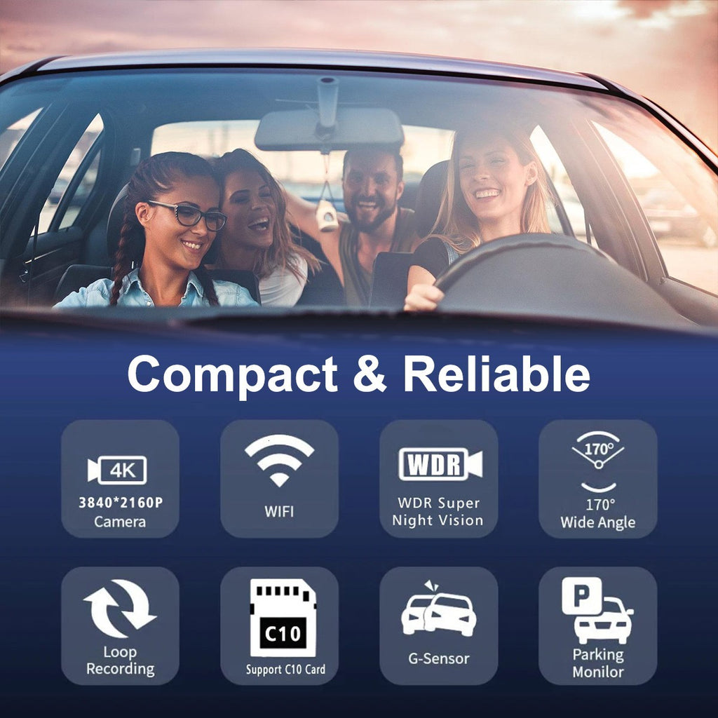 GPS HD 4K Dash Cam Wireless WiFi Front Car DVR Camera Video Recorder G-Sensor-UK