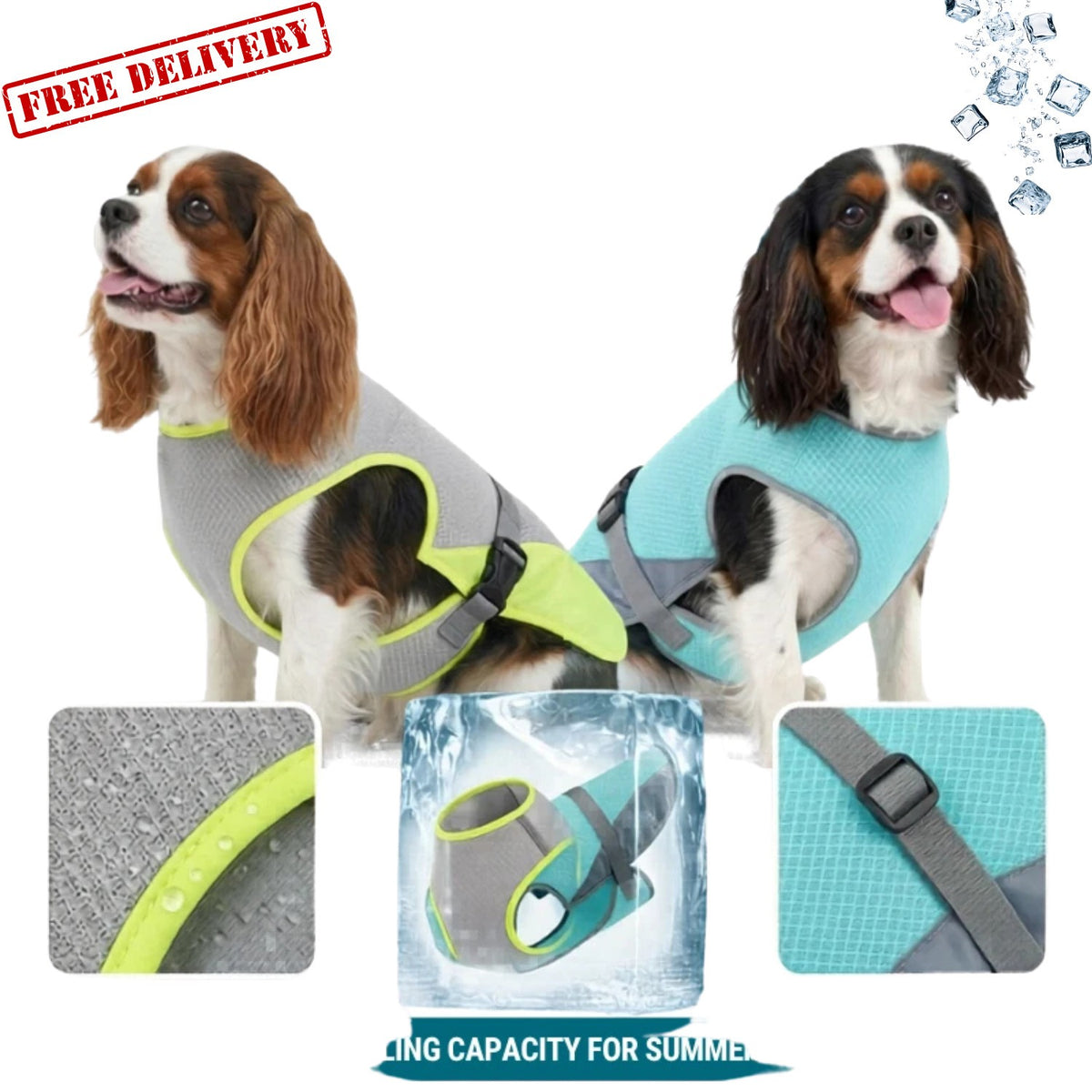 Pet Dog Cooling Vest Breathable Mesh Jacket Summer Cool Coat Harness Reflective