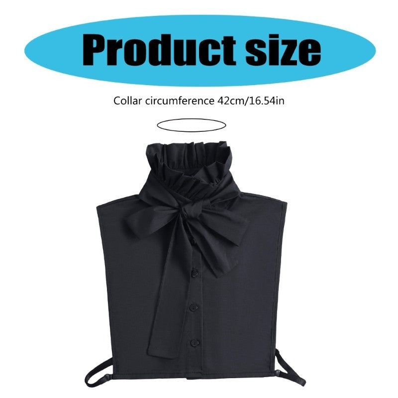 Detachable Faux Collar with Elegant Bows Tie Ruffle Half Shirt for Party Dresses
