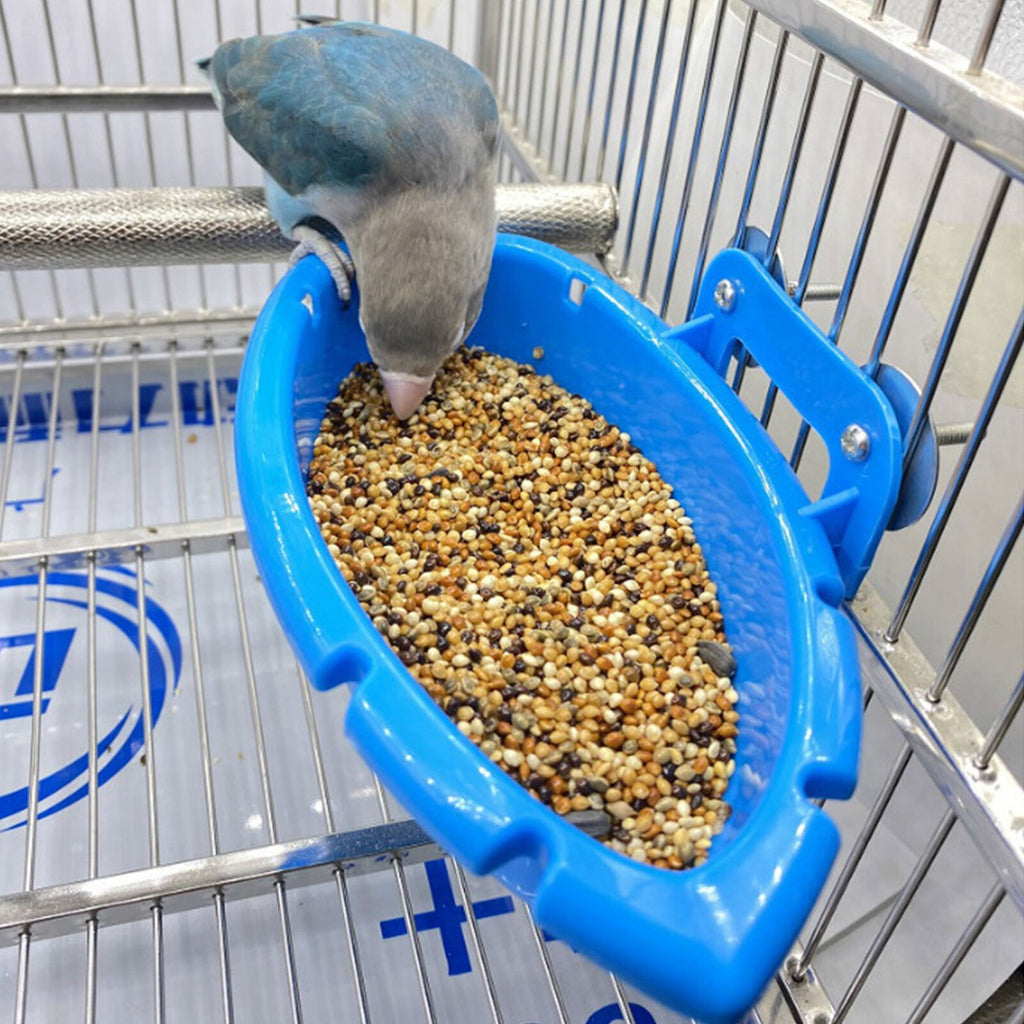 Blue Bird Bath Bathtub Toy Parrot Food Tray Cage Hanging Shower Box Standing