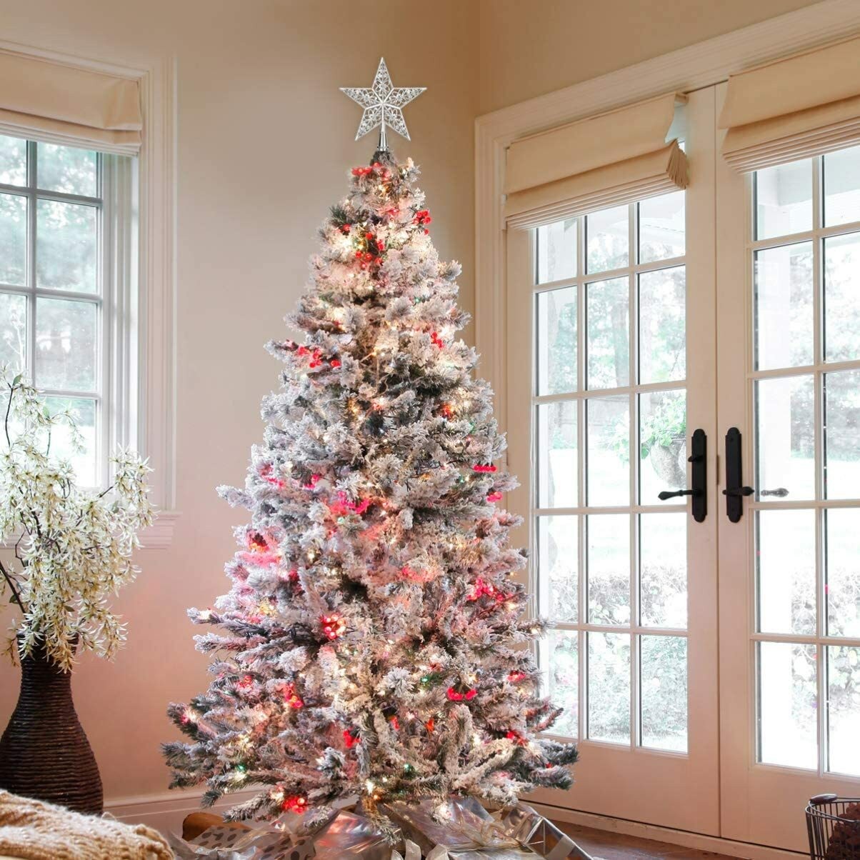 20cm Christmas Tree Topper Hollowed-out Tree Star Topper Ornaments Party Decor