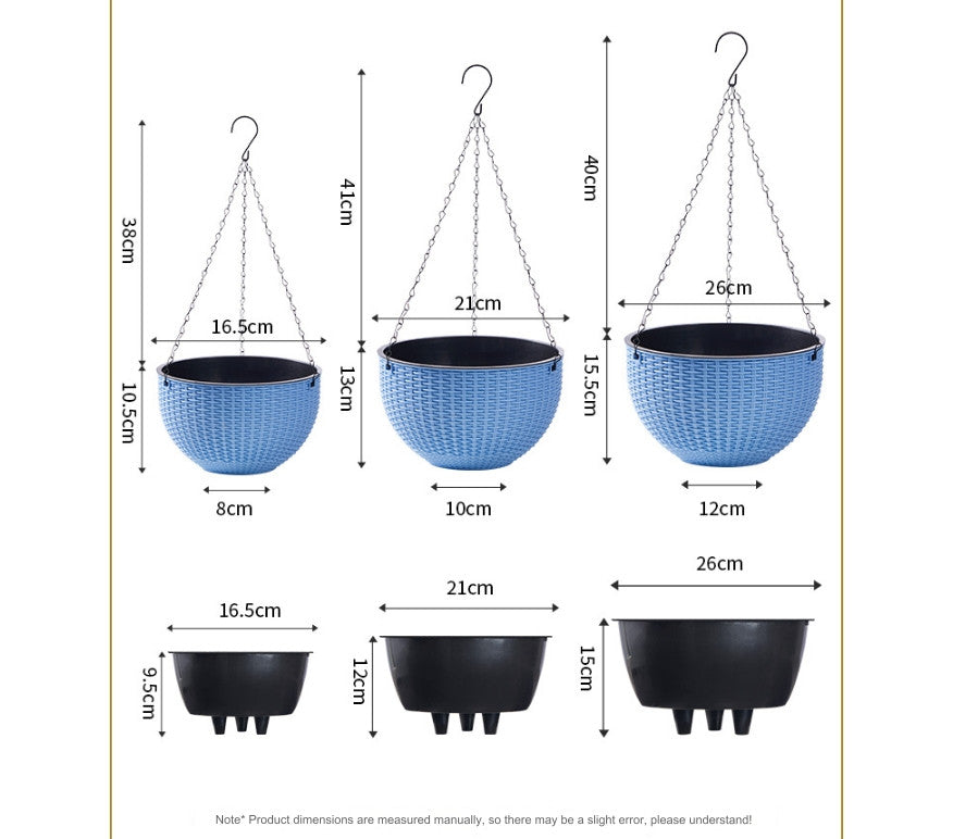 2x Sphere Hanging Flower Pot Bowl Basket 2-Piece Set Chain Planter Rattan