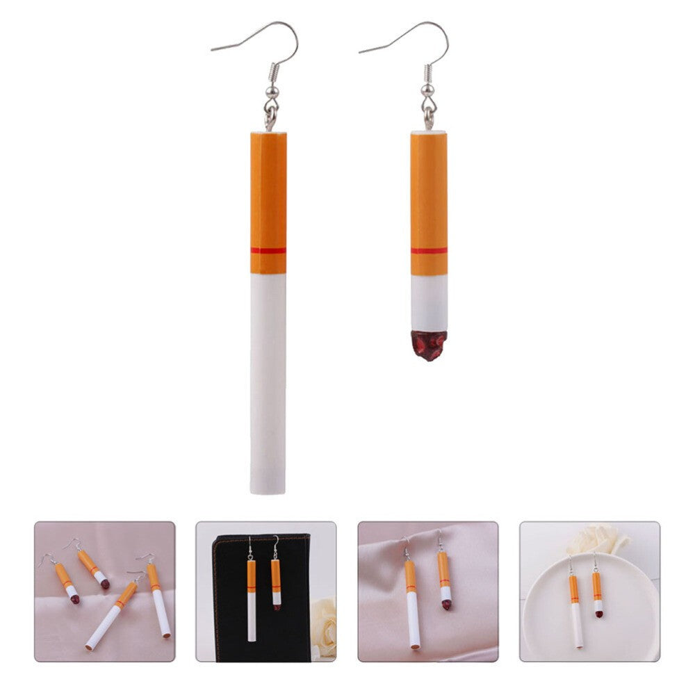 Cigarette Shape 2 Pair Fashion Earrings Creative Unique Ear Decoration