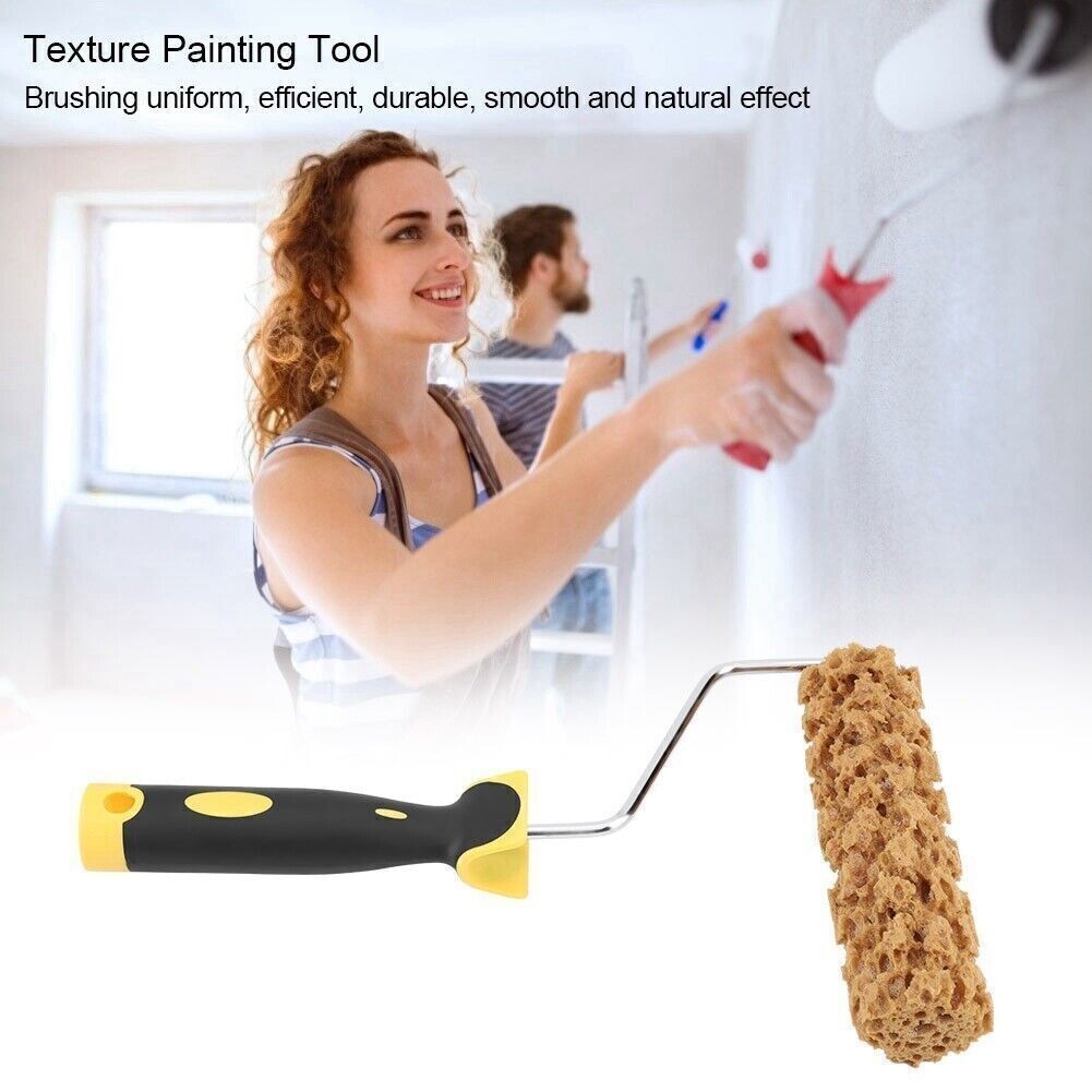 Texture Pattern Paint Roller Brush W/Handle Decorate For Wall Painting Tool