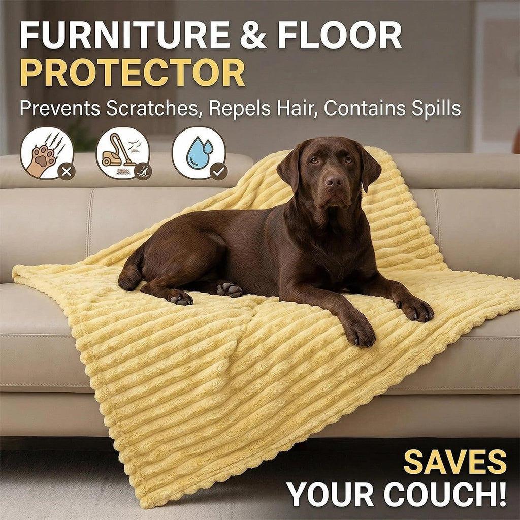 Emotional Support Blanket Yellow, Security Calming Dog Blanket, Faux Rabbit Fur