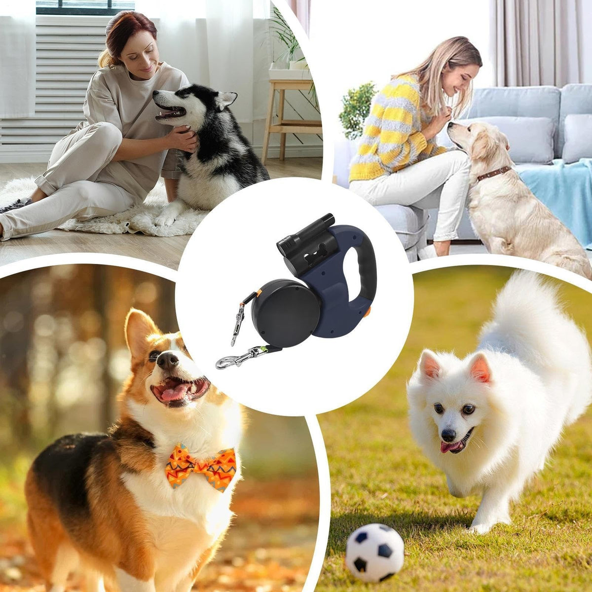 3M 360° Retractable Lead Leash Double Tangle Dual Doggie 2 Dog For Pet Dog