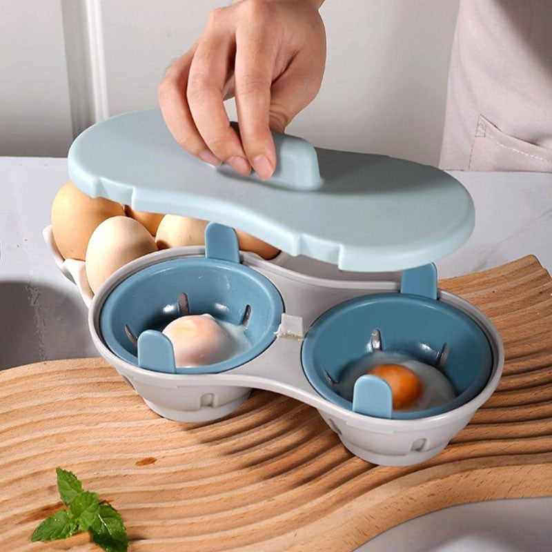 Microwave Cookware Cooker Egg Boiler Steamer Maker Poach Double Cup Eggs Poacher