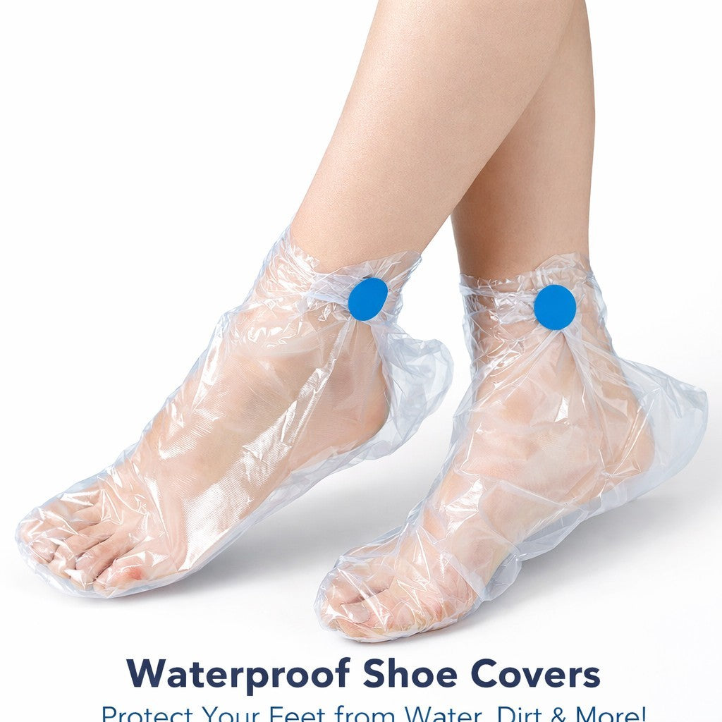 100pcs Disposable Bath Foot Covers Clear Plastic Pedicure Spa Wax Feet Socks