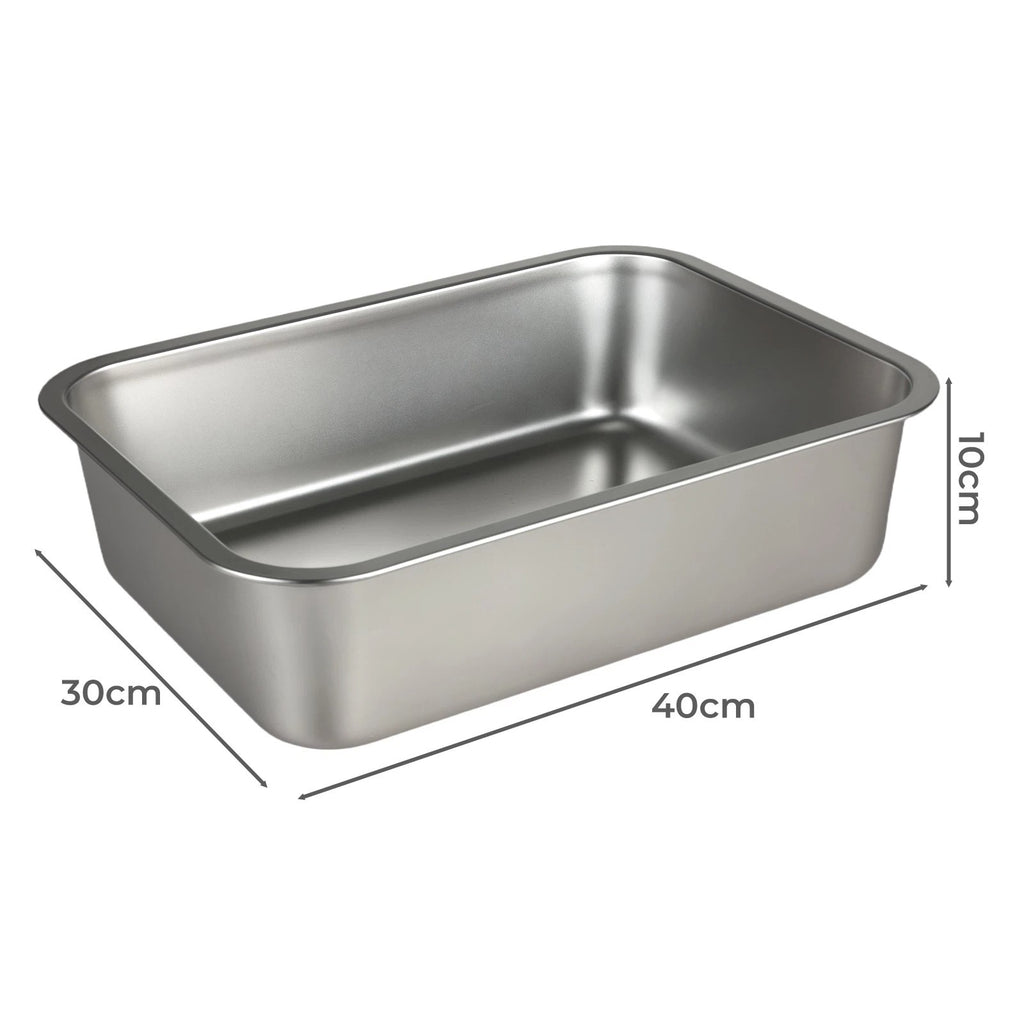 Cat Litter Box Stainless Steel Toilet Tray for Kittens Cats Large Open