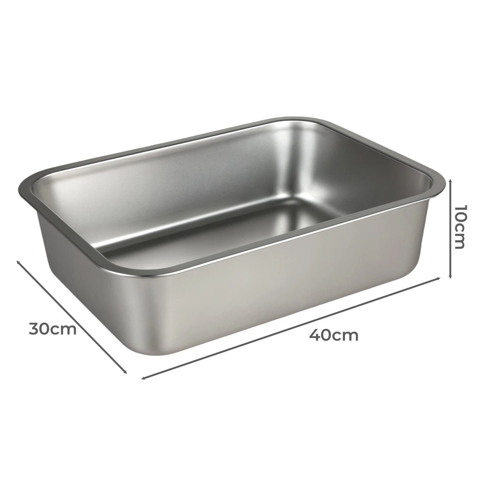Cat Litter Box Stainless Steel Toilet Tray for Kittens Cats Large Open