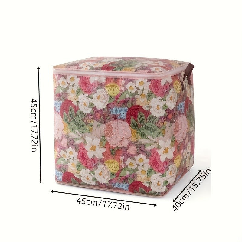 Flower Storage Bag Double Zipper Clothes and Blankets Storage Fabric Moving Bag