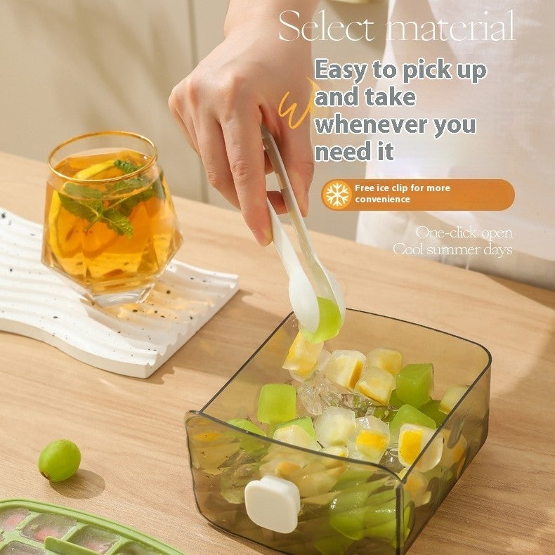 Press Type Ice Cube Tray Ice Making Box Large Capacity Easy Release with Handle