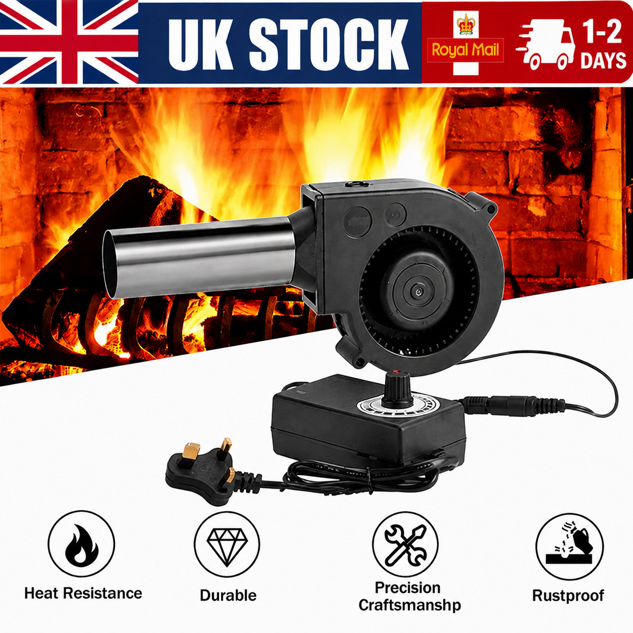 Adjustable 12V Blower fan For BBQ Heater Blower Air blower Cooking Machine UK