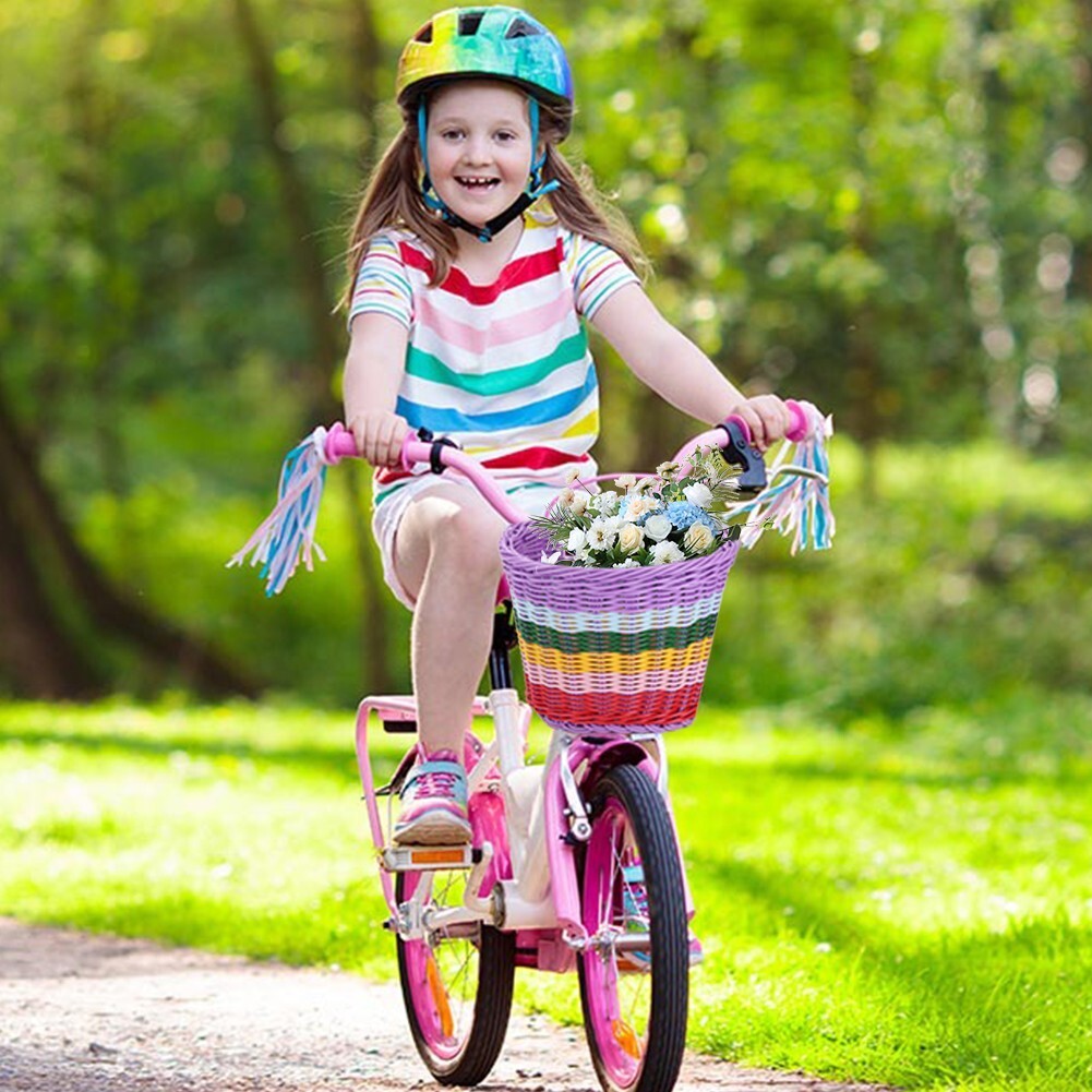 Rattan Bicycle Front Basket Handwoven Kids Adult Bike Handlebar Carrier Bags UK