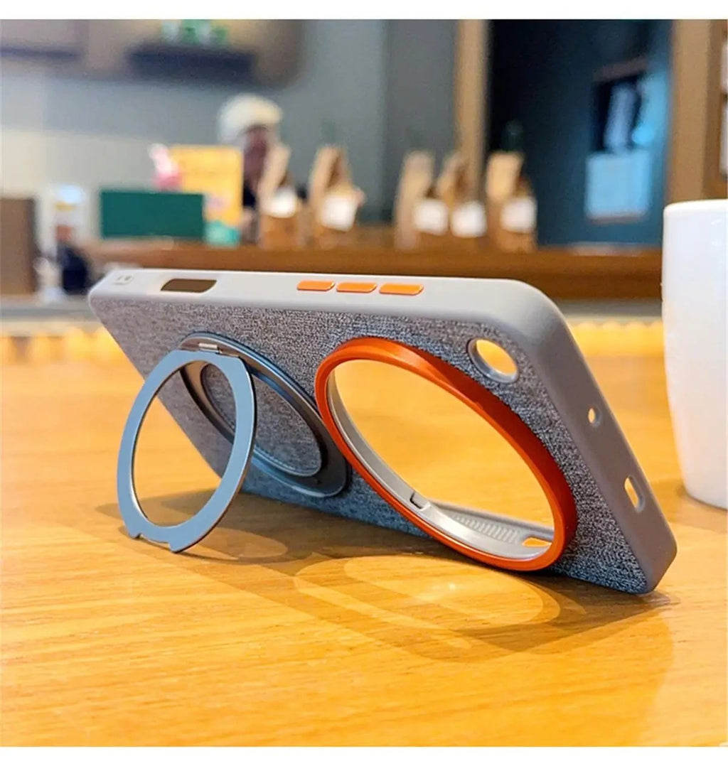 Matte Textile Leather Case OPPO Find X9 Ultra Magnetic 360 Rotate Bracket Cover