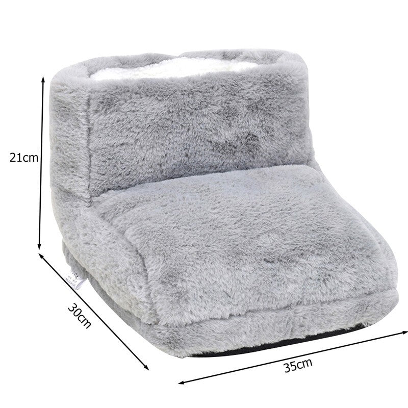 Unisex Electric Heated Foot Warmer Winter Home Office Plush Feet Warming Boot