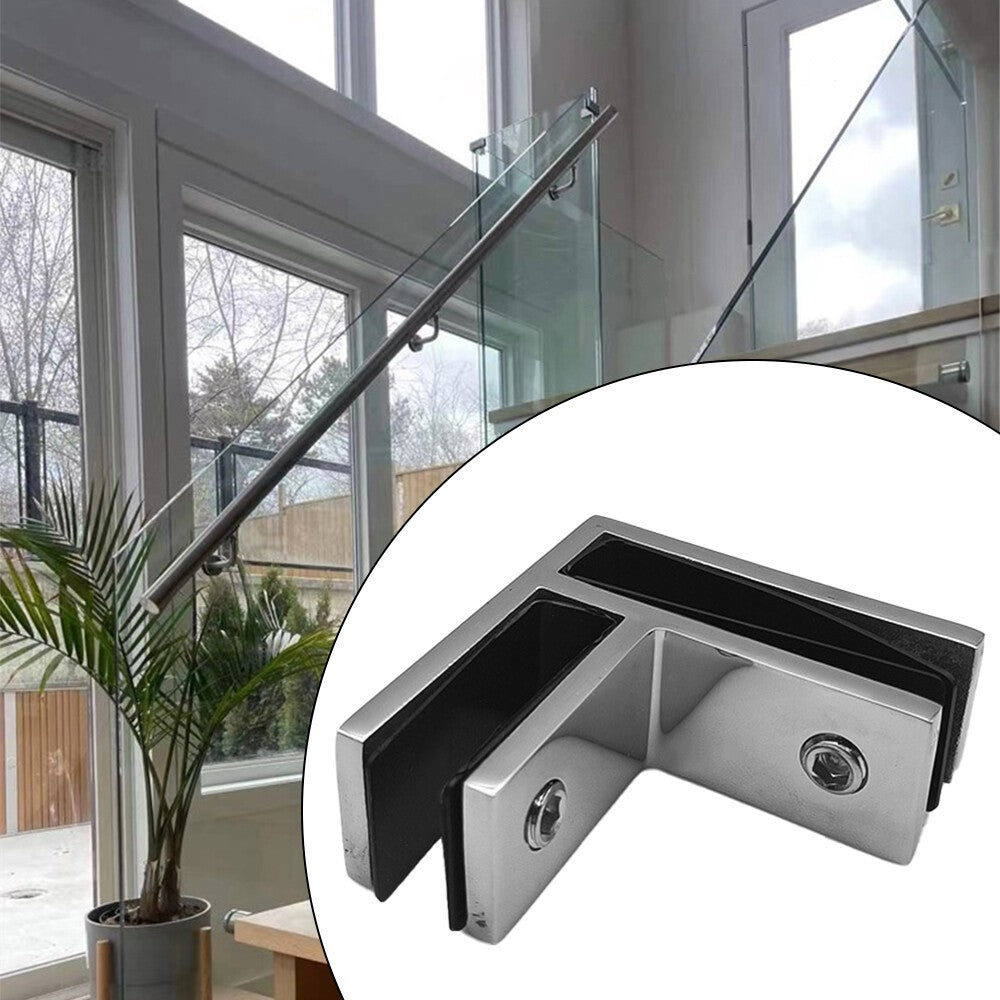 2XStainless Steel 90 Degree Glass Balustrade Stiffener / Clamp 10-12mm - Duplex