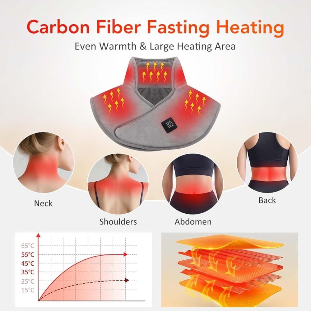 Electric Heating Neck and Shoulder Pad Warmer Heated Neck Wrap for Pain Relief
