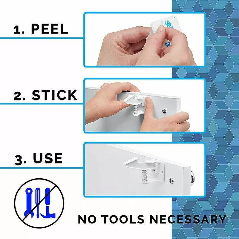 Kids 10pcs Safety Lock Protector Kitchen Cabinet Door Drawer Cupboard Catch