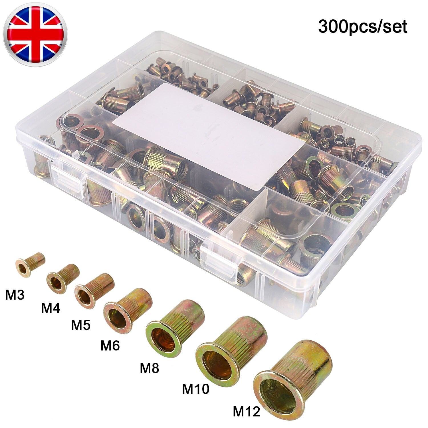 300XM3-M12 Mixed Rivnuts Blind Rivet Nuts Kit Threaded Nuts Anti-oxidation UK