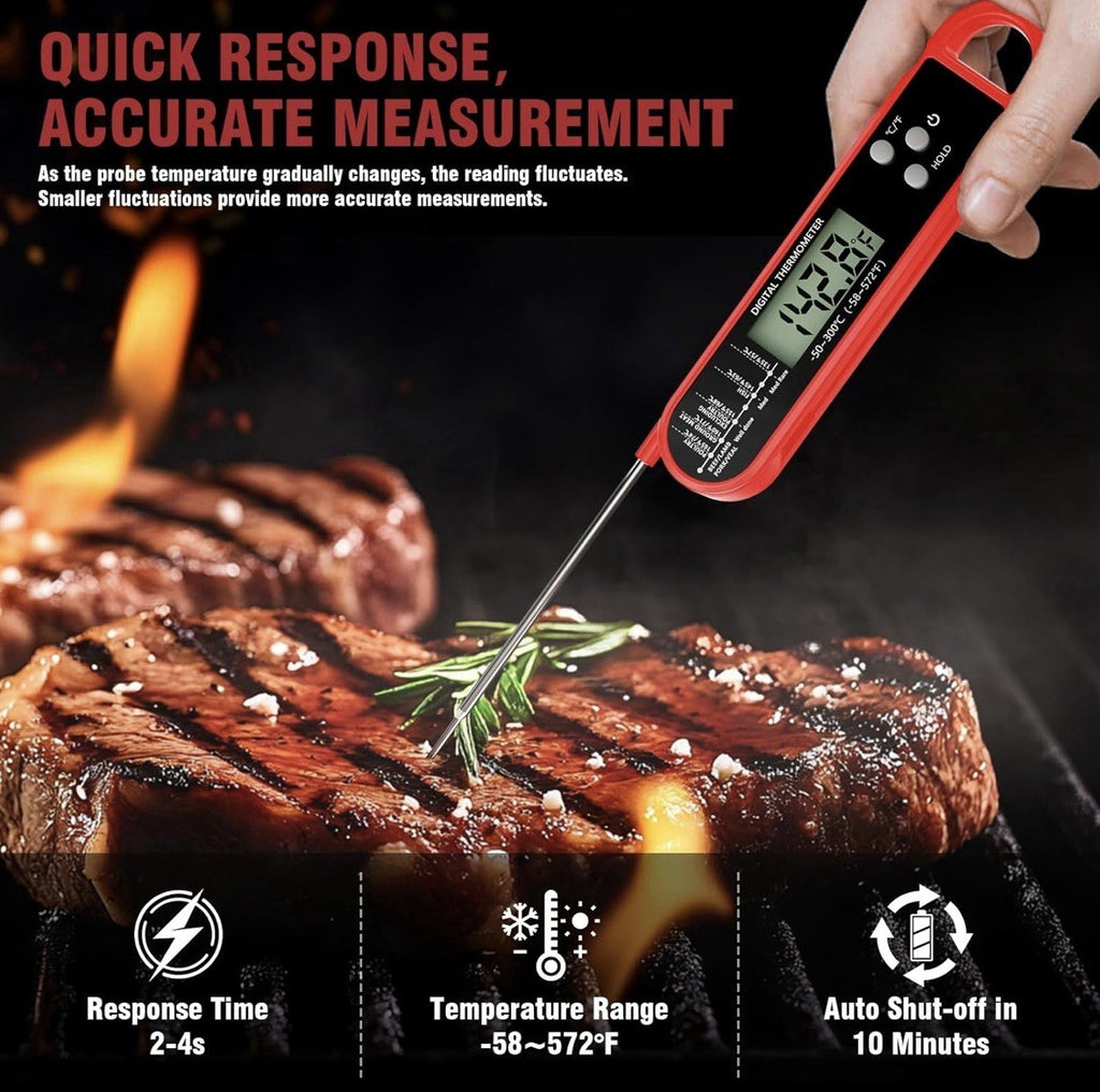 Digital Meat Thermometer Instant Read Long Meat Probe Auto Shut Off Waterproof