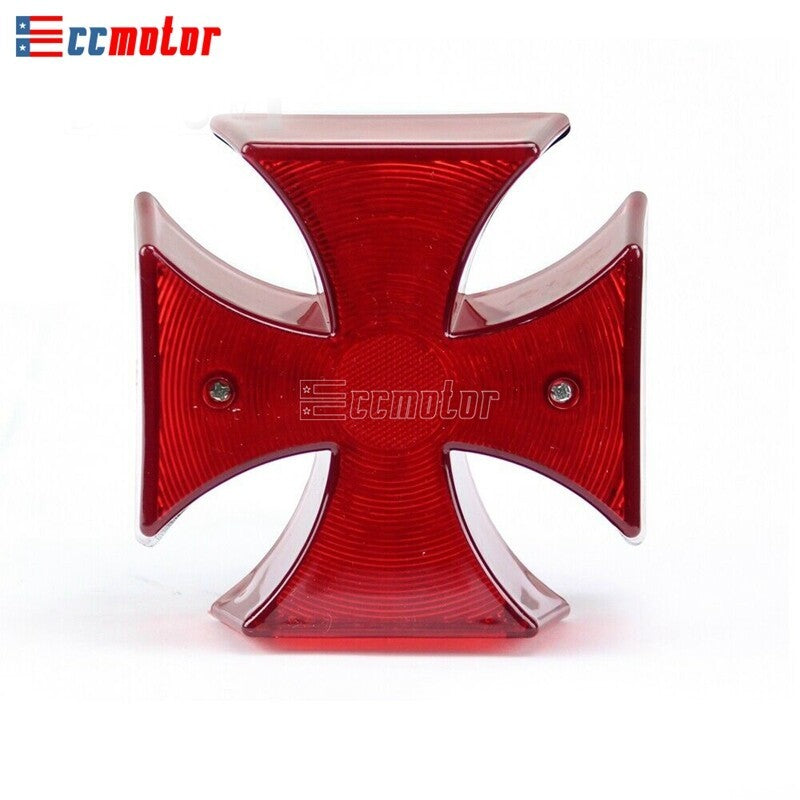 Maltese Cross LED Brake License Plate Tail Light For Motorcycle