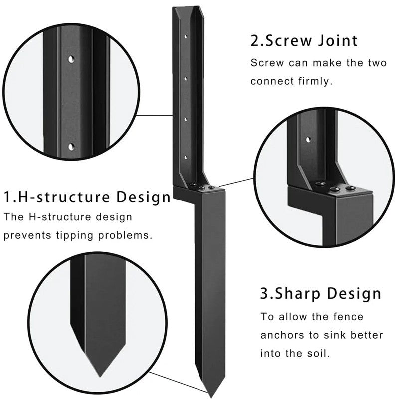 2X Fence Post Repair Kit Heavy Duty Fence Post Anchor Ground Spike Quick Fix uk