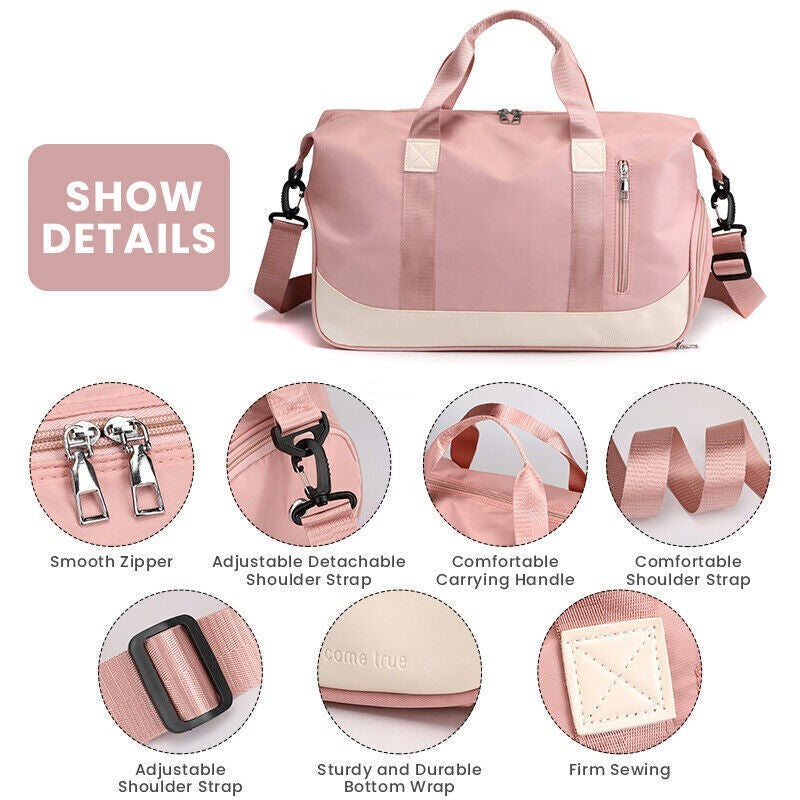 Large Women Gym Bag Multi Purpose Sports Duffle Bag Travel Luggage Carry Bag