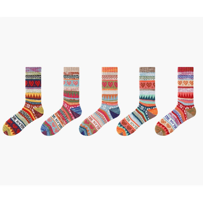 5/10 pairs of colorful Norwegian socks with nice hygge pattern with 90% cotton