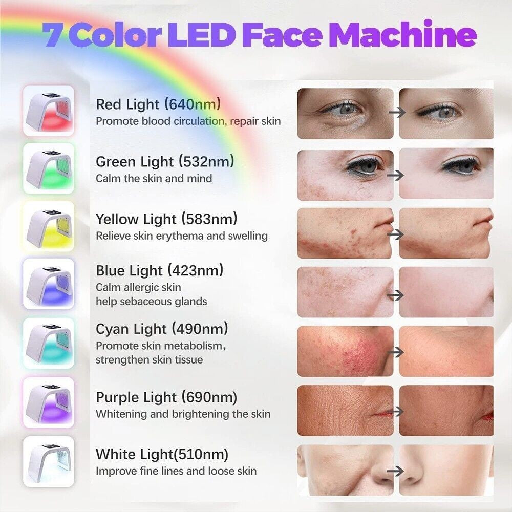 LED Therapy Photon Light PDT Rejuvenation 7 Colors Anti-aging Facial Beauty UK