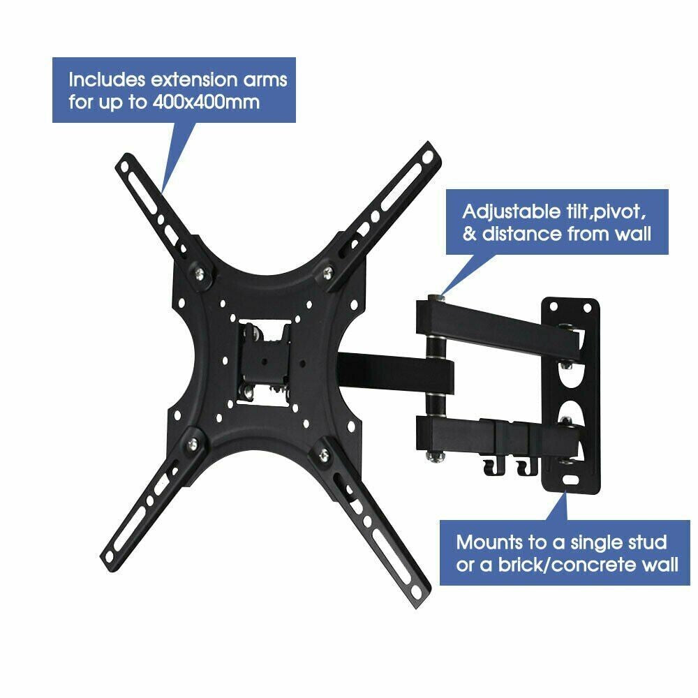 TV Wall Mount Bracket Full Motion Swivel Tilt X400 32-55 Inch LED LCD Screen