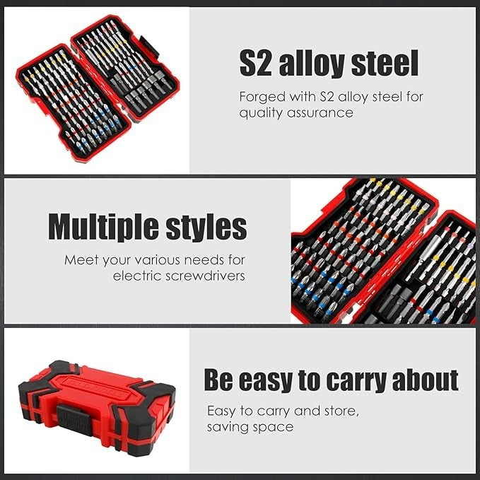 83x Magnetic Screwdriver Bit Set S2 Steel Precision Colorful Torx Hex Phillips
