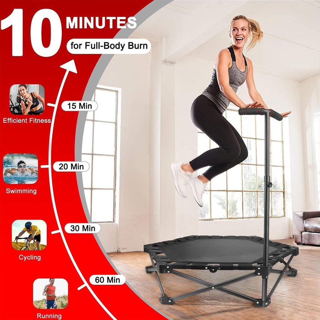 42" Foldable Trampoline Handrail Rebounder Folding Fitness Exercise Home Tool UK