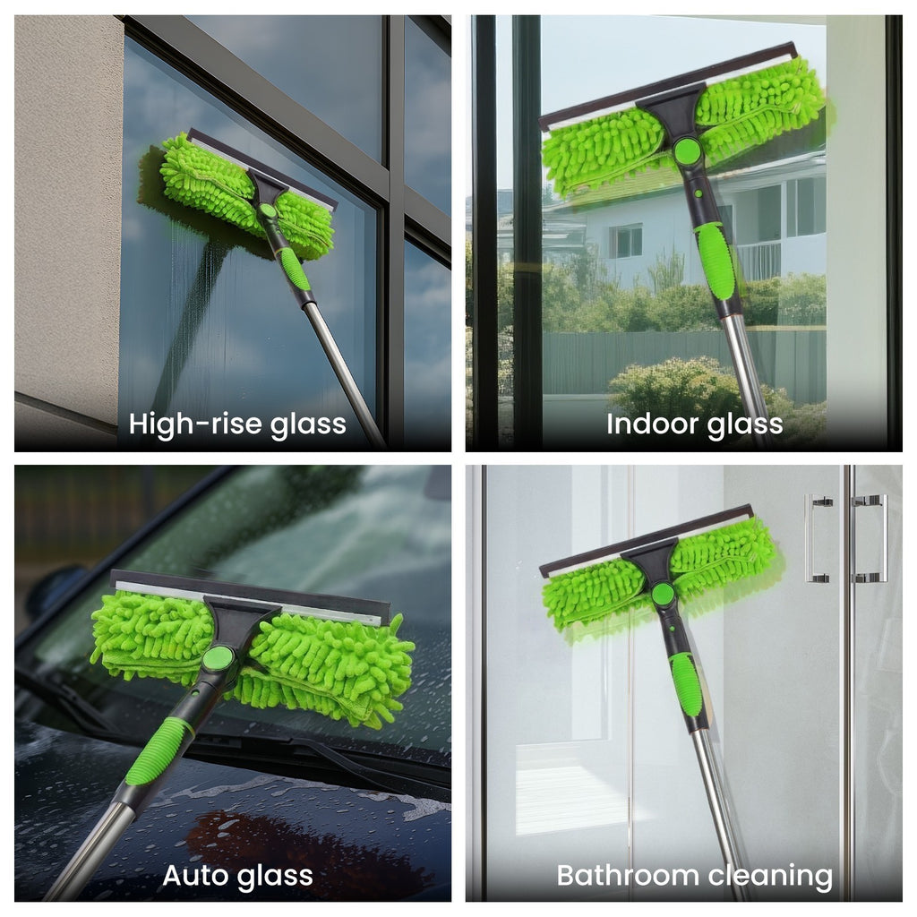 2 in 1 Telescopic Extendable Window Cleaner Equipment Glass Cleaning Squeegee