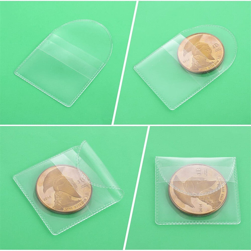 25x Single Pocket Coin Sleeves Holders 2inch Coin Flips Plastic Coin Protector