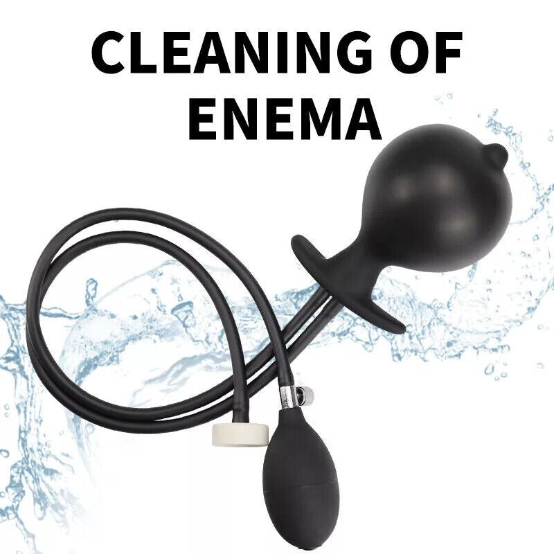 Pair of Inflatable Anal Enema Silicone Vaginal Dilator Pump Cleaner
