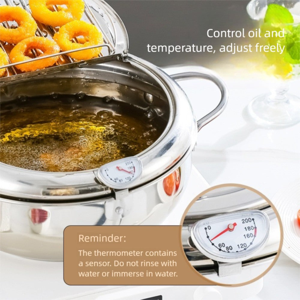 Stainless Steel Tempura Fryer Pan Japanese Deep Frying Pan  Kitchen