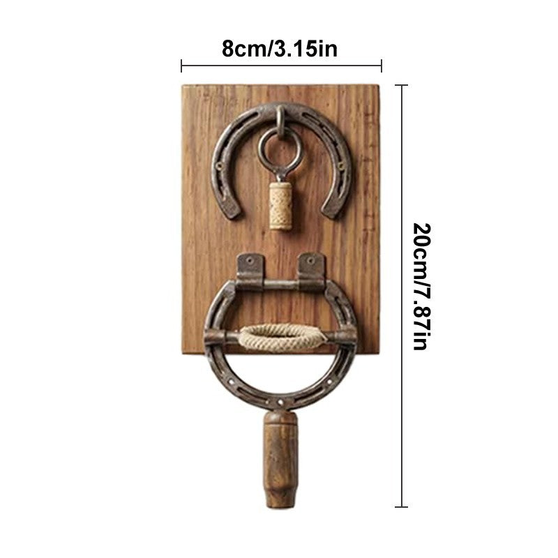 Rustic Horseshoe Wine Opener Corkscrew Wall Mounted