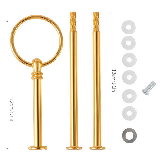 10pcs Set 3 Tier Handle Fittings Gold for Tea Shop Room Hotel Cake Plate Stand