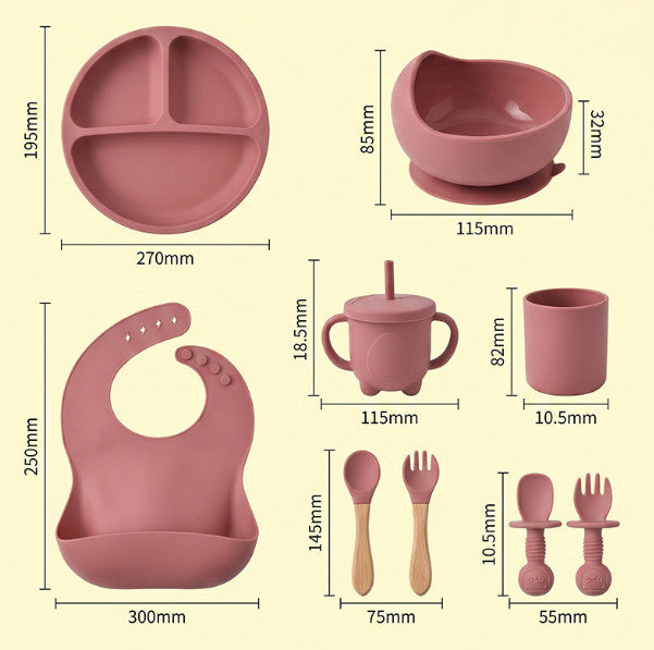 Baby Weaning Set Bamboo Baby Feeding set Suction Plate Bowls Spoons