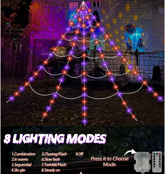 Halloween Luminous Spider Web LED Lights Garden Hanging Waterproof Decor