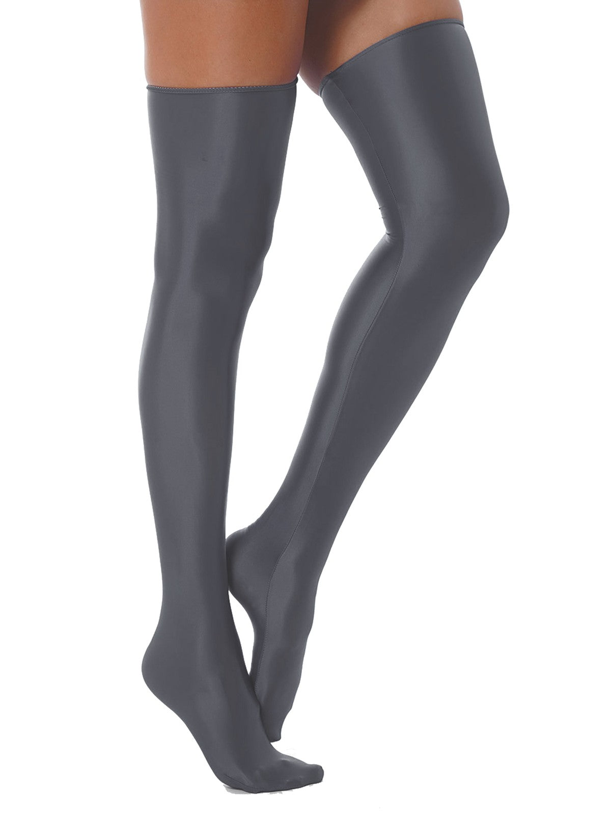 1 Pair Womens Oil Shiny Stockings Stretchy Footed Thigh High Stockings Lingerie