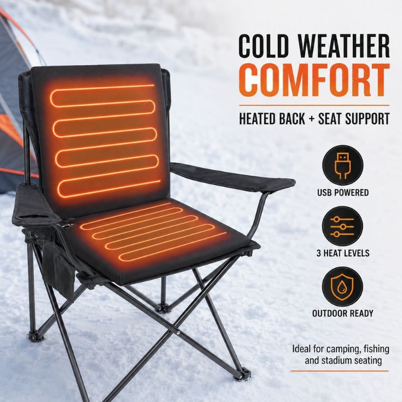 Foldable Electric Heat Pad, Portable Heated Chair Pad, 3 Level Adjustable
